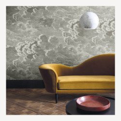 FORNASETTI wallpaper nuvolette gilver&charcoal 