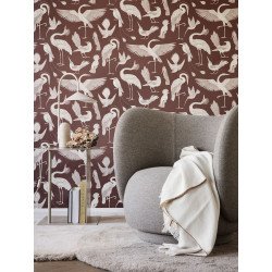 FERM LIVING katie scott wallpaper birds (dusty red) 