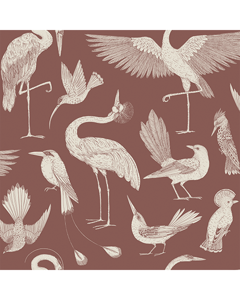 FERM LIVING katie scott wallpaper birds (dusty red) 