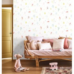 casadeco - wallpaper tropical corail 