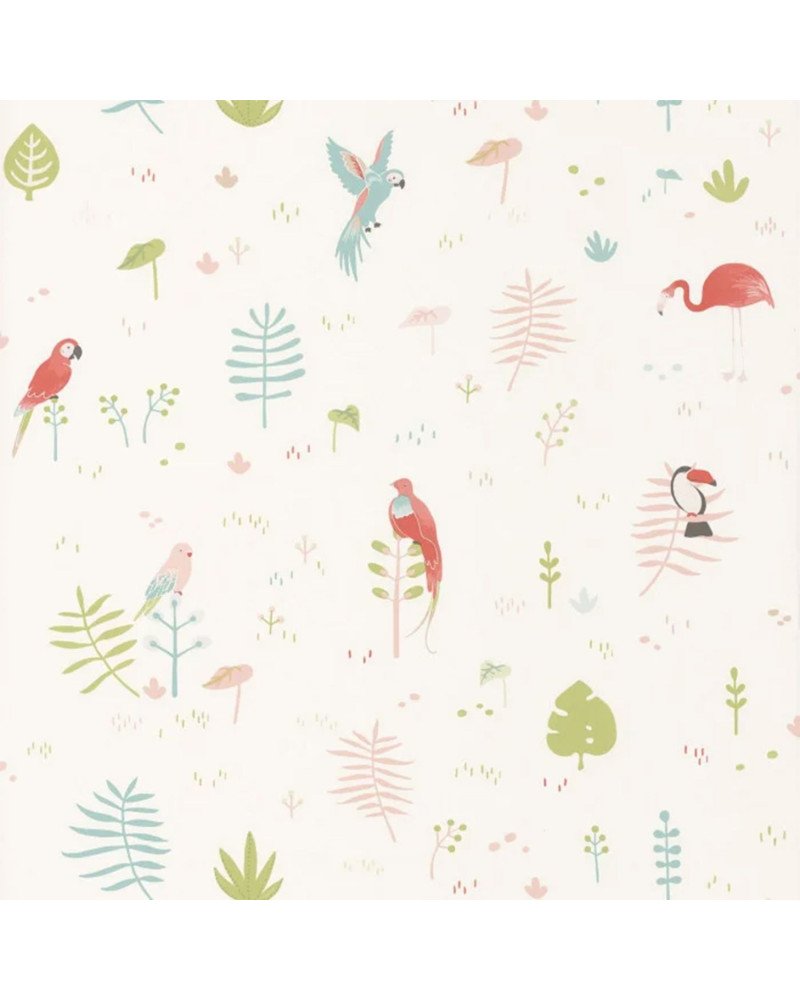 casadeco - wallpaper tropical corail 