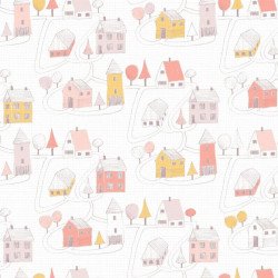 casadeco - wallpaper SMALL VILLAGE (rose/coral) 