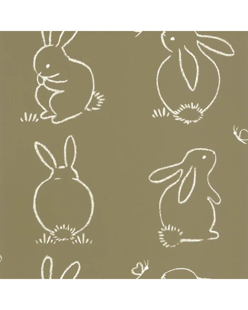 CASADECO carta da parati FUNNY BUNNY (Verde kaki)