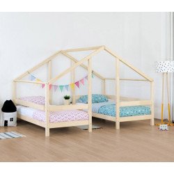 BENLEMI Wooden House Bed for Two Children VILLY (natural) 