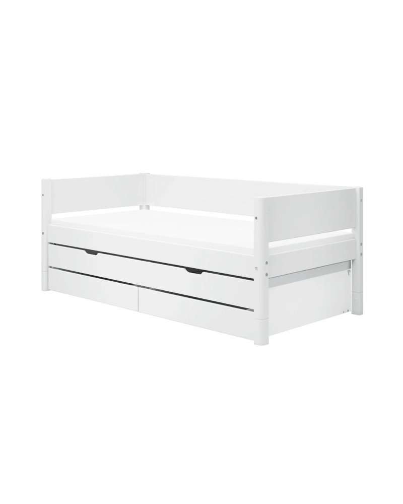 FLEXA Letto da giorno con letto estraibile e cassetti (Bianco)