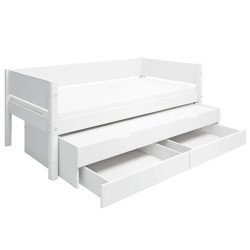 FLEXA Letto da giorno con letto estraibile e cassetti (Bianco)