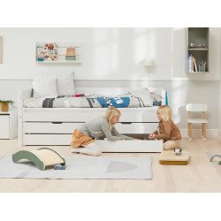 FLEXA Letto da giorno con letto estraibile e cassetti (Bianco)