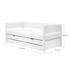 FLEXA Letto da giorno con letto estraibile e cassetti (Bianco)