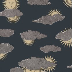 FORNASETTI wallpaper Soli e Nuvole gold and silver 