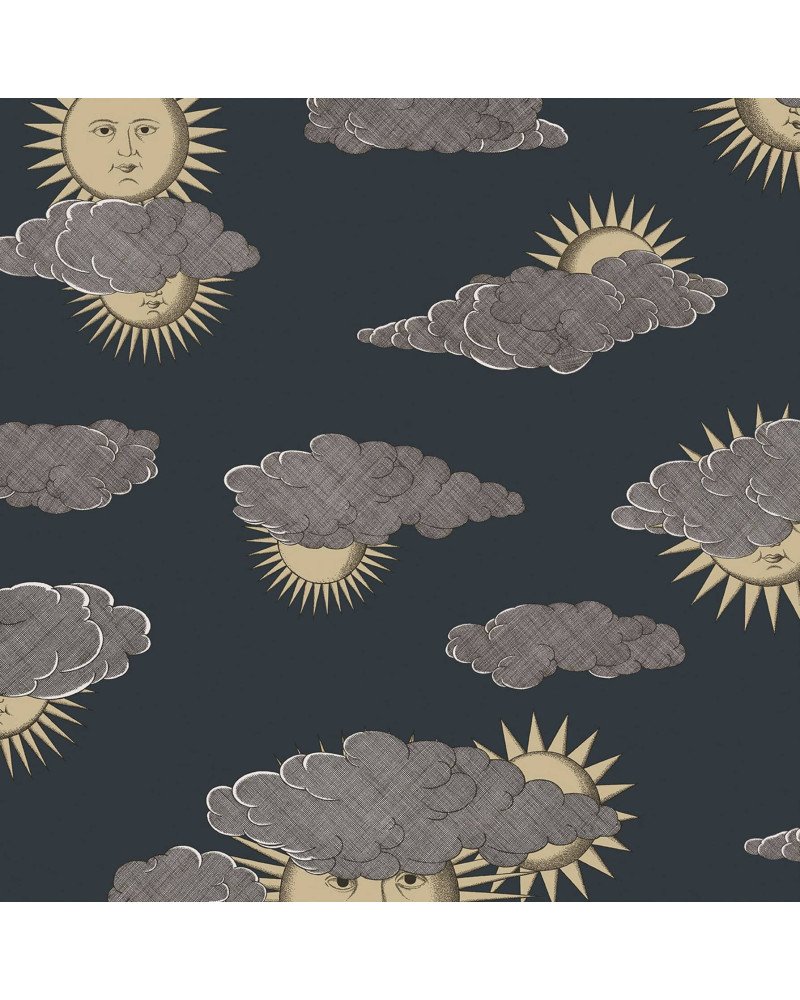 FORNASETTI wallpaper Soli e Nuvole gold and silver 