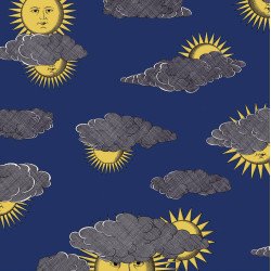 FORNASETTI wallpaper Soli e Nuvole yellow and blue 