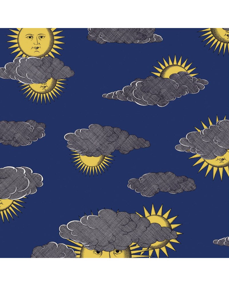 FORNASETTI wallpaper Soli e Nuvole yellow and blue 