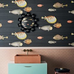 FORNASETTI wallpaper acquario print room soot 