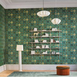 FORNASETTI wallpaper Soli emerald and gold 