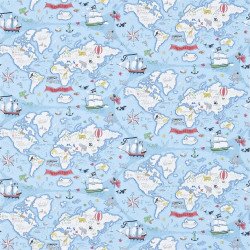 sanderson - carta da parati TREASURE MAP (SEA BLUE)