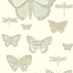 COLE & SON  CARTA DA PARATI BUTTERFLIES & DRAGONFLIES (WHITE/BLUE/SILVER)