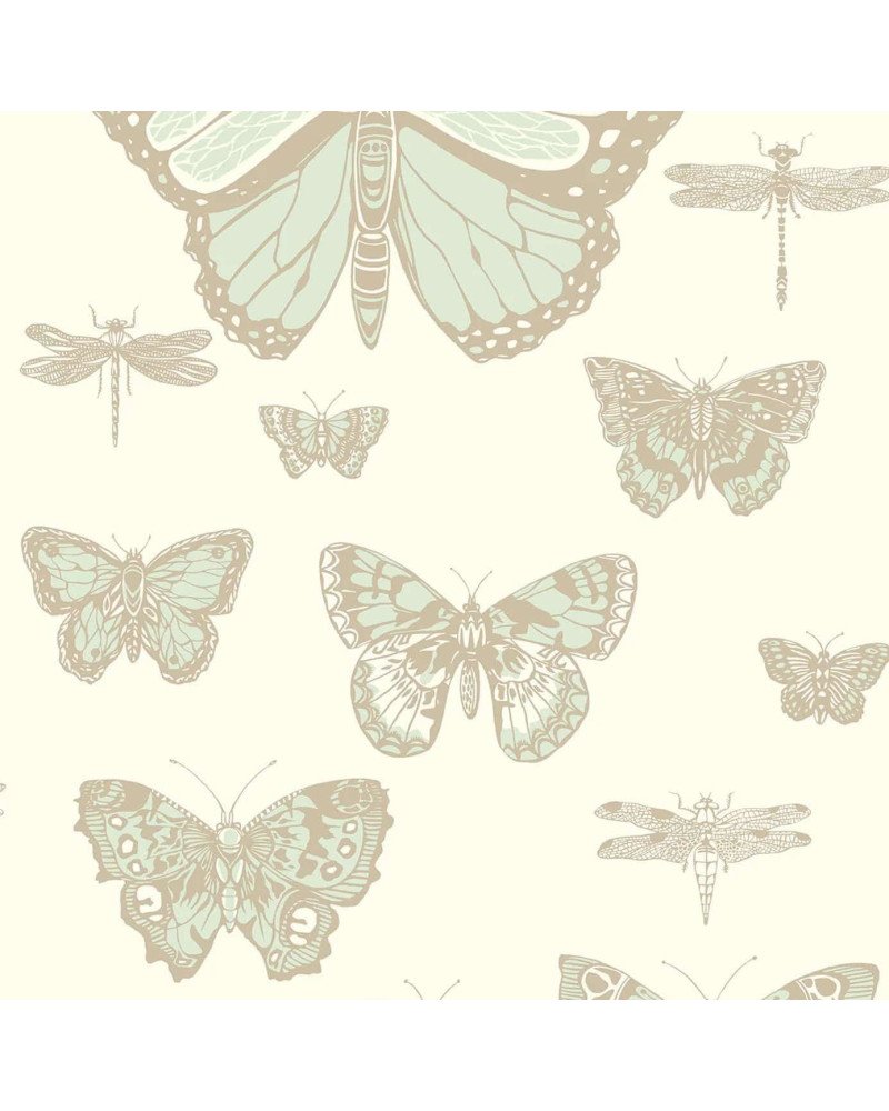 COLE & SON  CARTA DA PARATI BUTTERFLIES & DRAGONFLIES (WHITE/BLUE/SILVER)