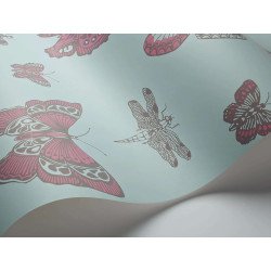 COLE & SON  CARTA DA PARATI BUTTERFLIES & DRAGONFLIES (WHITE/BLUE/SILVER)