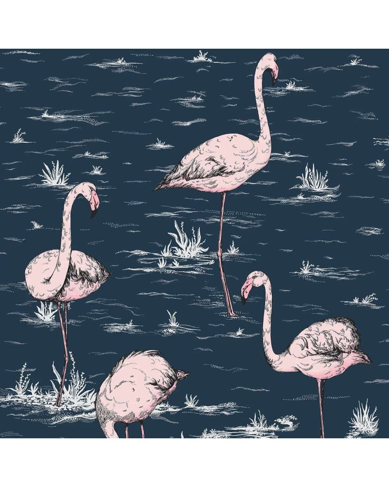 cole & son - carta da parati fenicotteri flamingos (ink/pink)