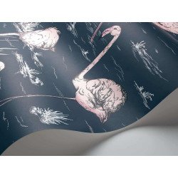 cole & son - carta da parati fenicotteri flamingos (ink/pink)