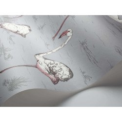 cole & son - carta da parati fenicotteri flamingos (powder blue)