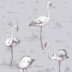 cole & son - carta da parati fenicotteri flamingos (powder blue)