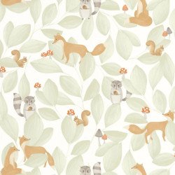 CASADECO papel pintado WOODLAND FRIENDS (verde mandorla)