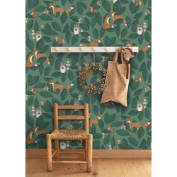 CASADECO carta da parati WOODLAND FRIENDS (verde foresta))