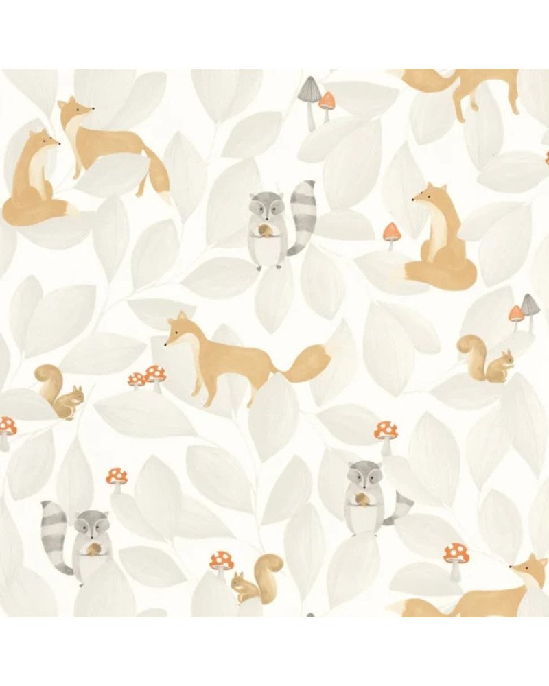 CASADECO carta da parati WOODLAND FRIENDS (Gris duvet)