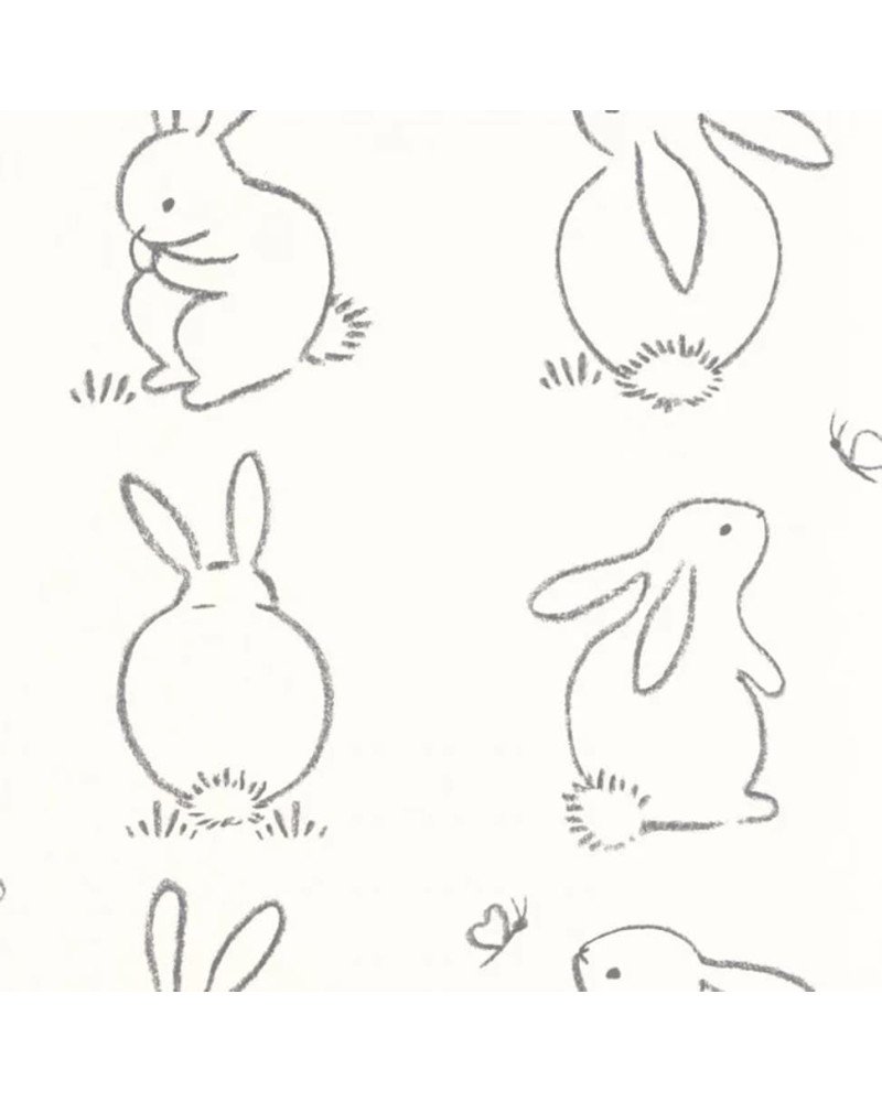 CASADECO papel pintado FUNNY BUNNY (Grafito negro)