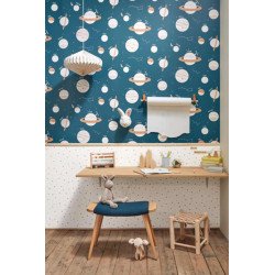 CASELIO papel pintado estrellas en azul y beige