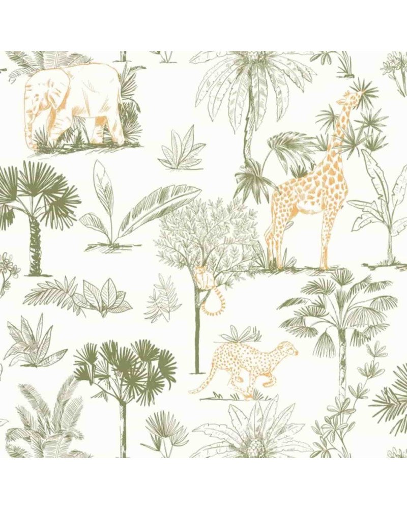 CASELIO wallpaper Balade dans la Savane (green)