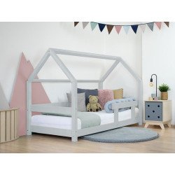 Cama Casa Montessori Tery con barandilla (gris claro)