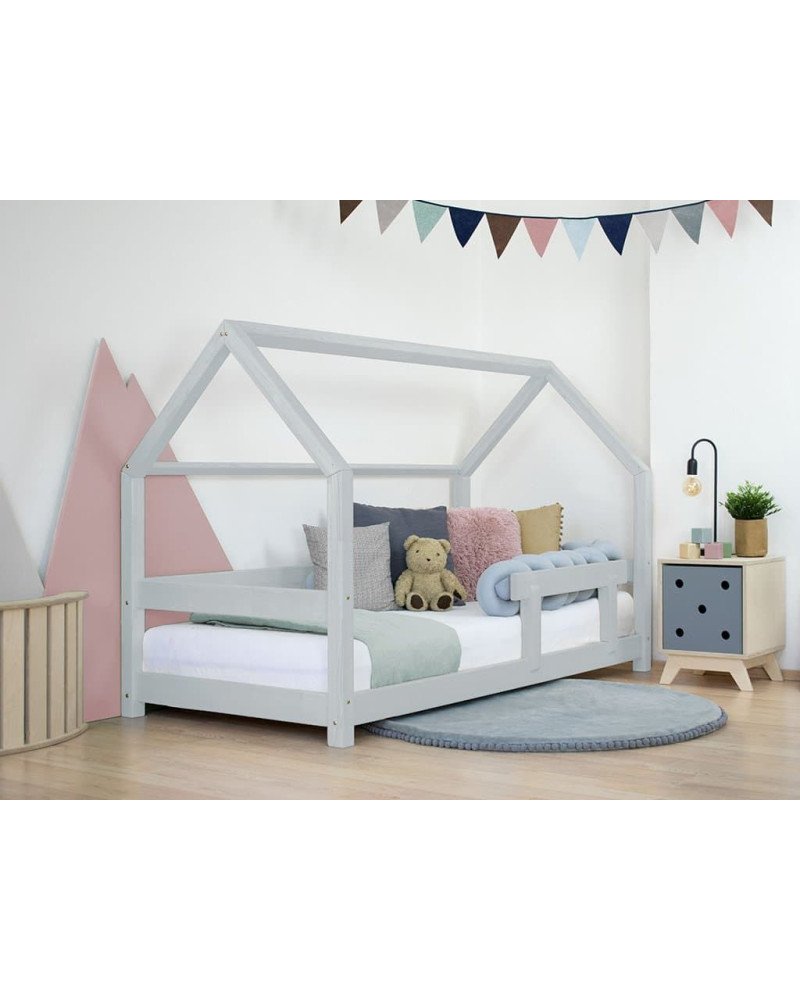 BENLEMI letto casa montessori tery con sponda (grigio chiaro)