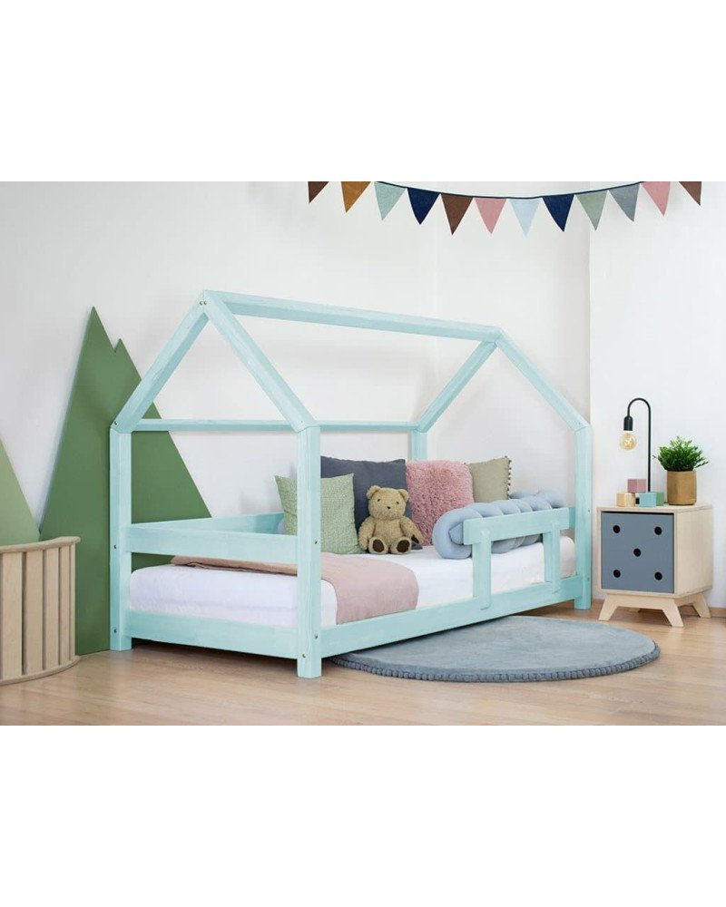 BENLEMI montessori house bed tery with security rail (light bluey)