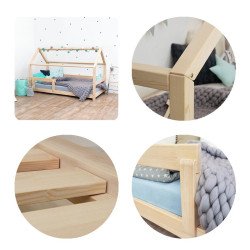 BENLEMI montessori house bed tery with security rail  (green petrol)