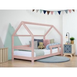 BENLEMI montessori house bed tery with security rail  (pastel pink)