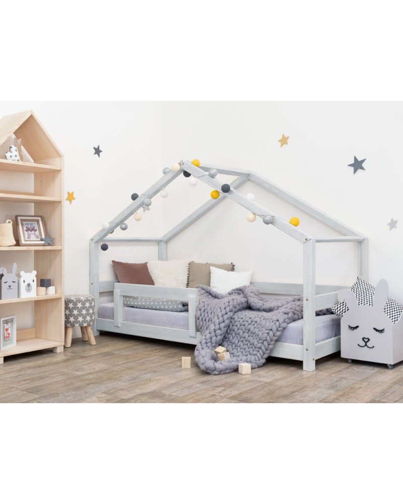 BENLEMI letto casa montessori lucky con sponda amovibile (gris claro)