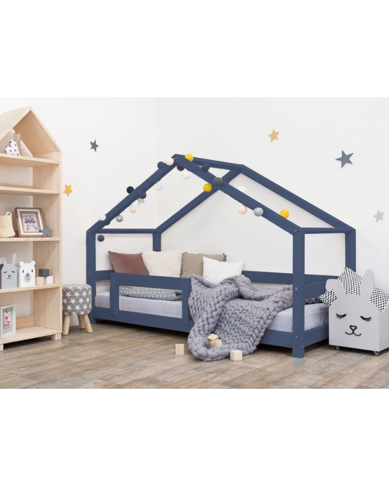 BENLEMI letto casa montessori lucky con sponda amovibile (navy)