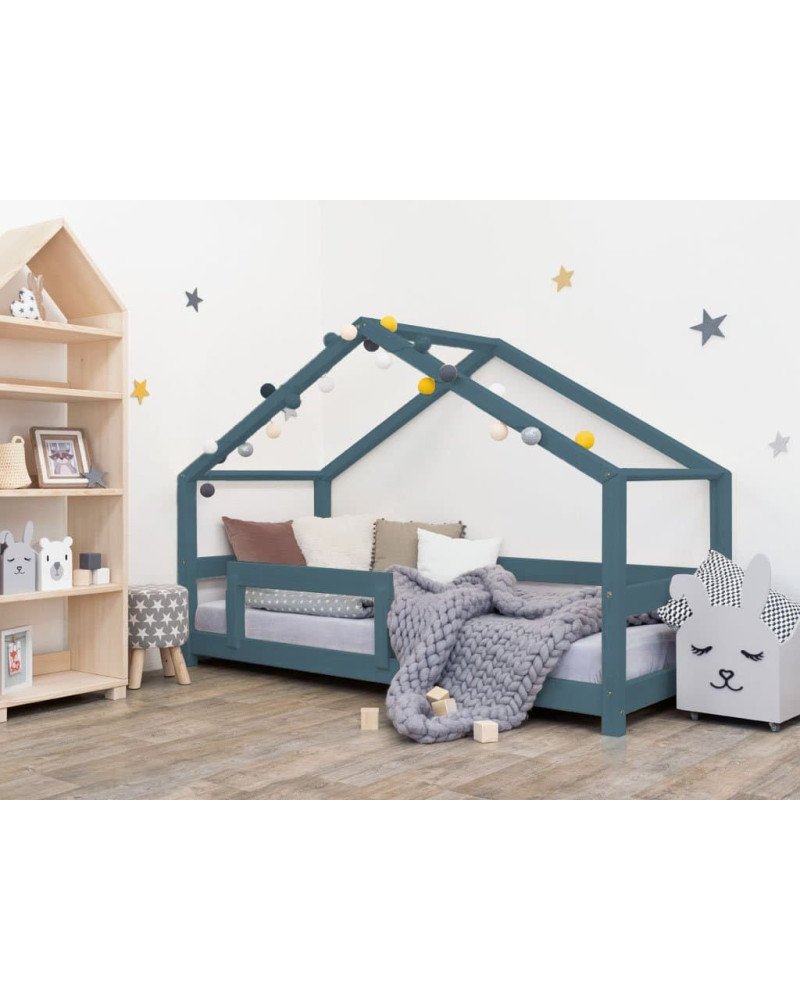 BENLEMI montessori house bed lucky with security rail (green petrol)