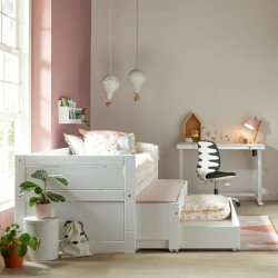 LIFETIME KidsroomsSpace-Saving Bed with Drawer Unit (Lacquered White)