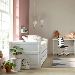 LIFETIME KidsroomsSpace-Saving Bed with Drawer Unit (Lacquered White)