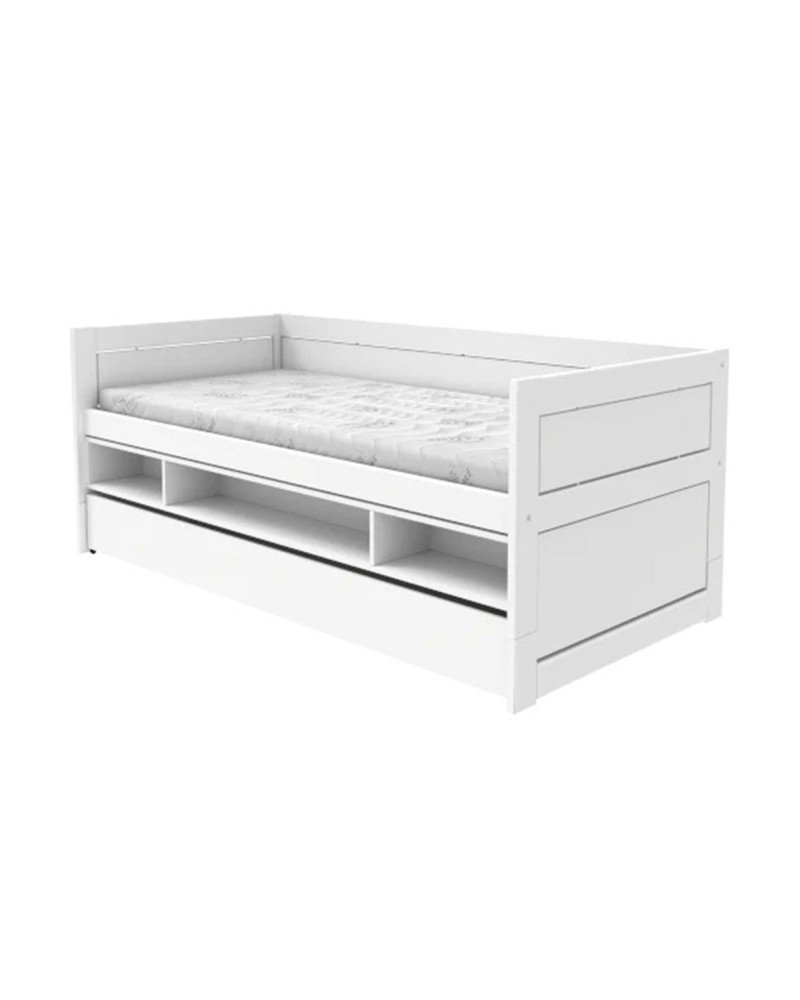 LIFETIME Kidsrooms Space-Saving Bed with Boxes and Drawer/Deluxe (Lacquered White)