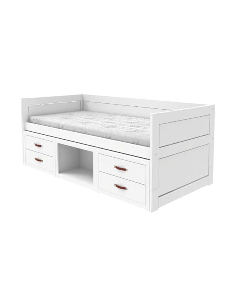 LIFETIME KIDSROOMS Letto salvaspazio con cassettiera (bianco laccato)