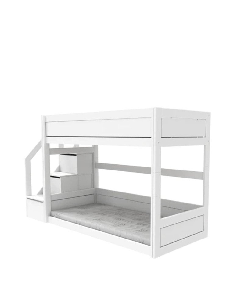 LIFETIME Kidsrooms low bunk bed with step staircase / Luxe slats