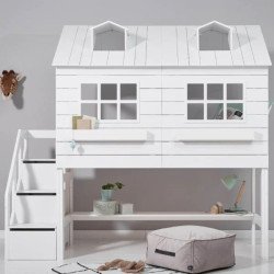 LIFETIME Kidsrooms Cama semi alta con casita Lake House / Láminas deluxe