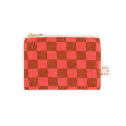 ROSE IN APRIL Marie Purse Checkerboard Coral