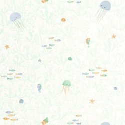 CASADECO wallpaper COMPANIONS OF THE SEA vert aqua