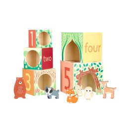 Orange Tree Toys - Cubi impilabili in legno in legno Animali della foresta