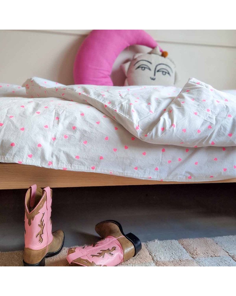 Juego de Cama Individual Neon Pink Heart